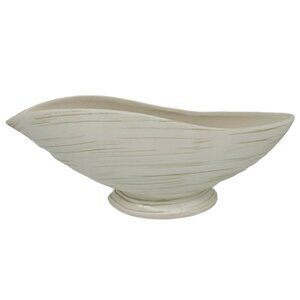 McCoy Pottery Vintage Harmony Boat Planter 1960's Ivory & Khaki Mid Century